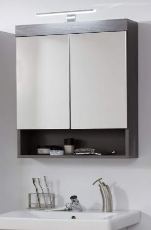 Badezimmer Spiegelschrank Pebble in Sardegna grau Rauchsilber Badschrank 2-t�rig 58 x 75 cm