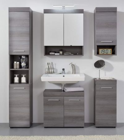 Badezimmer Spiegelschrank Pebble in Sardegna grau Rauchsilber Badschrank 2-t�rig 58 x 75 cm