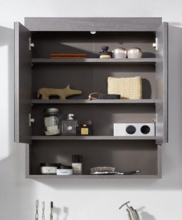 Badezimmer Spiegelschrank Pebble in Sardegna grau Rauchsilber Badschrank 2-t�rig 58 x 75 cm
