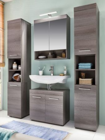 Badezimmer Badm�bel Set Pebble in Sardegna grau Rauchsilber Badkombination 4-teilig 148 x 190 cm