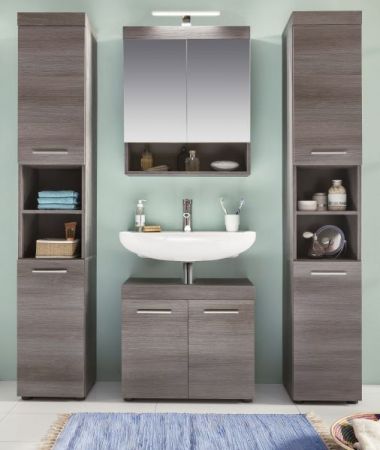 Badezimmer Badm�bel Set Pebble in Sardegna grau Rauchsilber Badkombination 4-teilig 148 x 190 cm