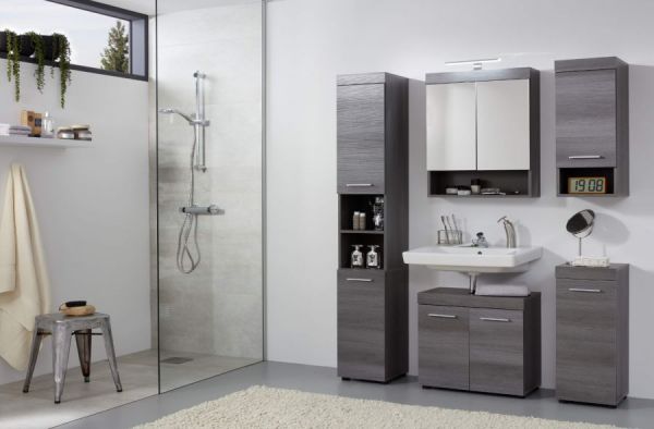 Badezimmer Badm�bel Set Pebble in Sardegna grau Rauchsilber Badkombination 4-teilig 148 x 190 cm