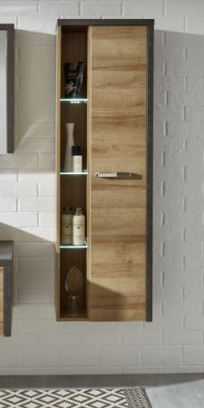 Badezimmer: H�ngeschrank Bay Eiche Riviera, Beton grau (48 x 160 cm)