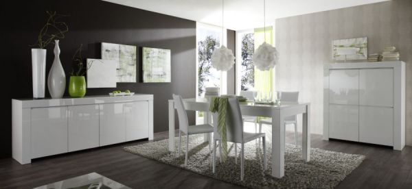 Kommode Livorno in wei� Hochglanz lackiert - Sideboard 210 x 84 cm
