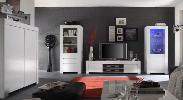 TV - Element Lowboard weiss Hochglanz Lack Livorno