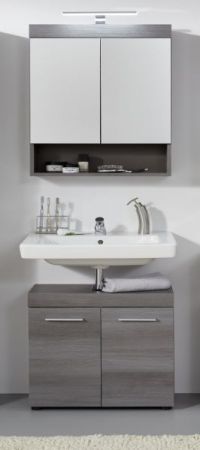 Badezimmer Badm�bel Set Pebble in Sardegna grau Rauchsilber Badkombination 2-teilig 58 x 190 cm