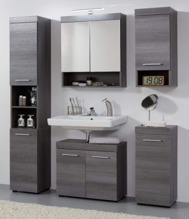 Badezimmer Badm�bel Set Pebble in Sardegna grau Rauchsilber Badkombination 2-teilig 58 x 190 cm
