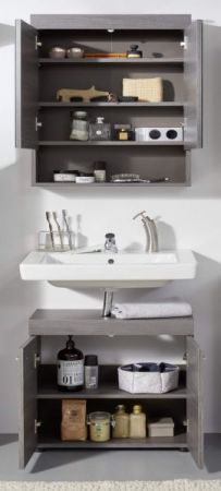 Badezimmer Badm�bel Set Pebble in Sardegna grau Rauchsilber Badkombination 2-teilig 58 x 190 cm
