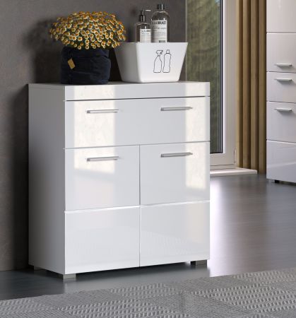 Badezimmer Kommode Adamo in wei� Hochglanz Badschrank 73 x 79 cm
