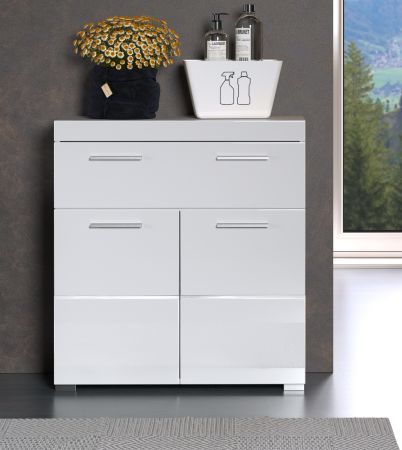 Badezimmer Kommode Adamo in wei� Hochglanz Badschrank 73 x 79 cm