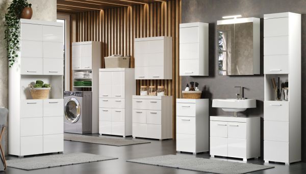 Badezimmer Kommode Adamo in wei� Hochglanz Badschrank 73 x 79 cm