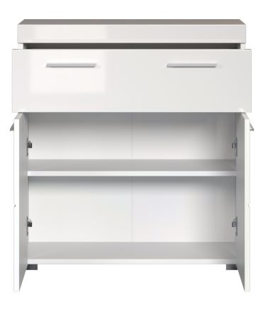 Badezimmer Kommode Adamo in wei� Hochglanz Badschrank 73 x 79 cm