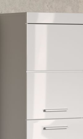 Badezimmer Midischrank Adamo in wei� Hochglanz Badschrank 73 x 132 cm