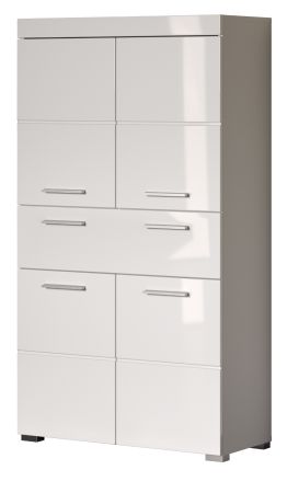 Badezimmer Midischrank Adamo in wei� Hochglanz Badschrank 73 x 132 cm