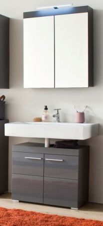 Badezimmer Badm�bel Set Adamo in grau Hochglanz Badkombination 2-teilig 60 x 190 cm
