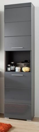Badezimmer Hochschrank Adamo in grau Hochglanz Badschrank 37 x 190 cm
