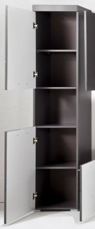 Badezimmer Hochschrank Adamo in grau Hochglanz Badschrank 37 x 190 cm