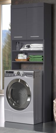 Waschmaschinenschrank Adamo in grau Hochglanz - Waschmaschinen �berbau 63 x 187 cm