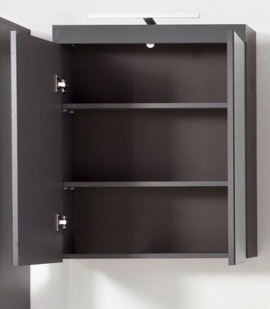 Badezimmer Spiegelschrank Adamo in grau Hochglanz Badschrank 2-t�rig 60 x 77 cm