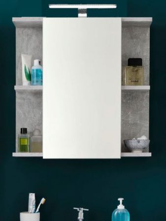 Badezimmer Spiegelschrank Nano in Stone Design grau Badm�bel 60 x 62 cm