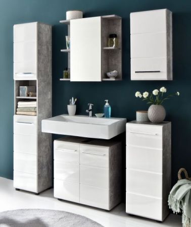Badezimmer Spiegelschrank Nano in Stone Design grau Badm�bel 60 x 62 cm