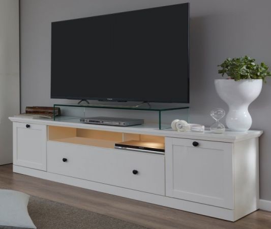 TV-Lowboard Milla in wei� matt, Landhausstil, 177 x 49 cm