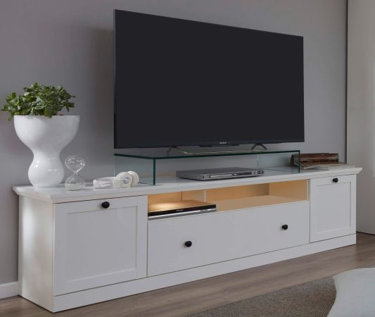 TV-Lowboard Milla in wei� matt, Landhausstil, 177 x 49 cm
