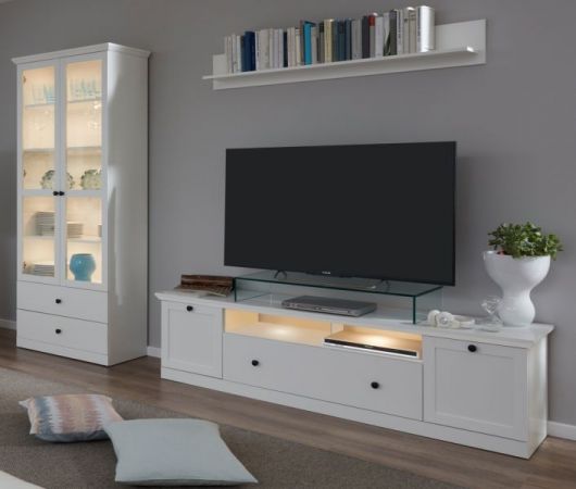 Wandboard Milla in wei� Landhaus Wandregal 139 x 21 cm B�cherregal