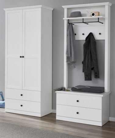 Garderobenschrank Milla in wei� Landhaus Schuh- / Garderobenschrank 81 x 196 cm
