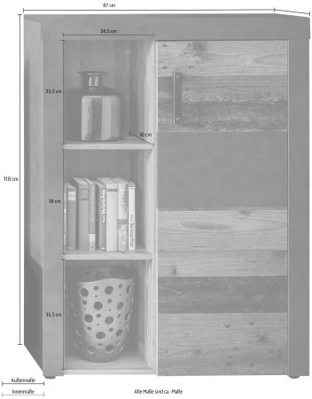 Highboard Foundry in Used Wood Altholz Dekor, Kommode 87 x 118 cm