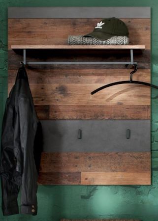 Garderobenpaneel Foundry in Used Wood Shabby mit Matera grau 80 x 106 cm