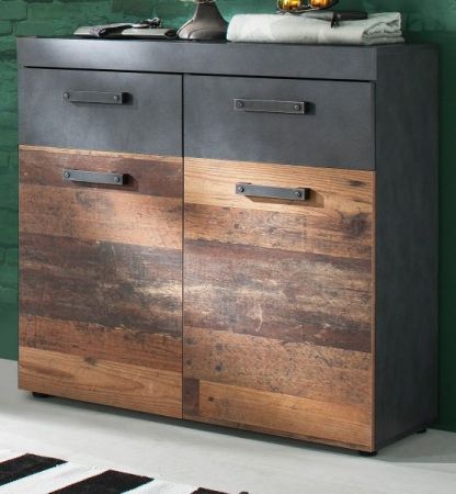 Schuhschrank Foundry in Used Wood Vintage mit Matera grau 90 x 89 cm