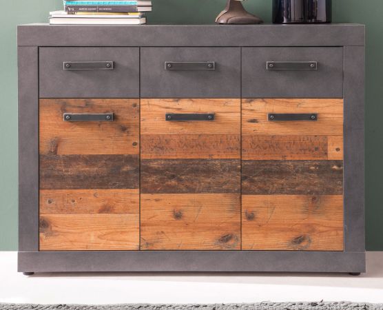 Sideboard Foundry in Used Wood Altholz Design, Kommode 117 x 86 cm