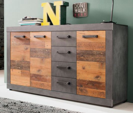 Sideboard Foundry in Used Wood Altholz Design, 3-t�rige Kommode 151 x 86 cm