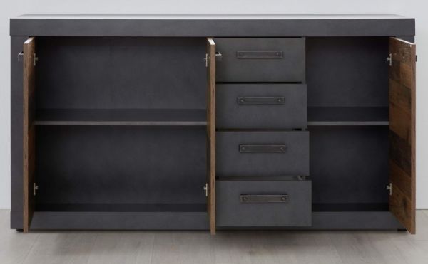 Sideboard Foundry in Used Wood Altholz Design, 3-t�rige Kommode 151 x 86 cm