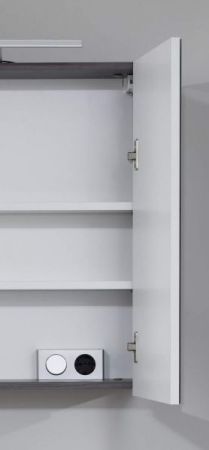 Badezimmer Badm�bel Set Matrix in wei� Hochglanz und Sardegna grau Rauchsilber Badkombination 2-teilig 60 x 182 cm