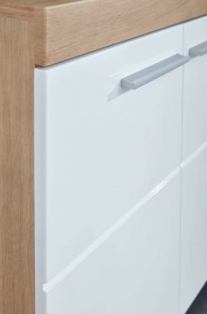 Bad H�ngeschrank Adamo in wei� Hochglanz und Asteiche Badschrank 37 x 77 cm