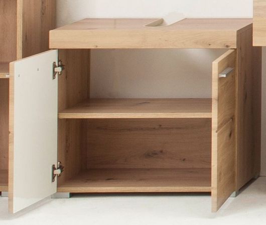 Badezimmer Waschbeckenunterschrank Adamo in Eiche / Asteiche Badschrank 60 x 56 cm