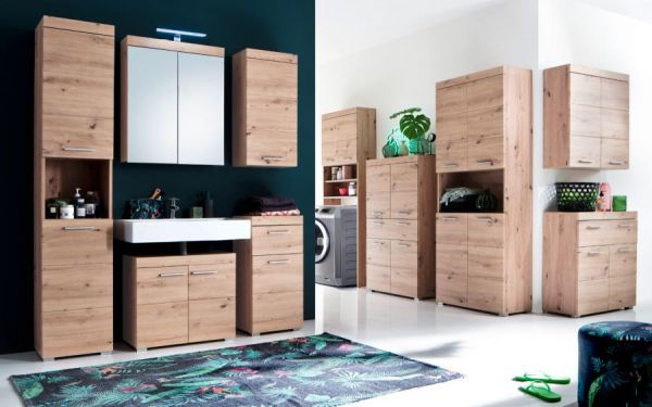 Badezimmer Kommode Adamo in Eiche / Asteiche Badschrank 73 x 79 cm