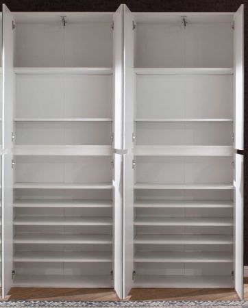 Garderobenschrank mit Spiegel Reflect in wei� mit Spiegelt�ren - Schuhschrank 148 x 191 cm