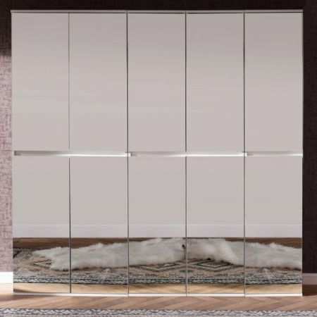Garderobenschrank mit Spiegel Reflect in wei� mit Spiegelt�ren - XXL Schuhschrank 185 x 191 cm
