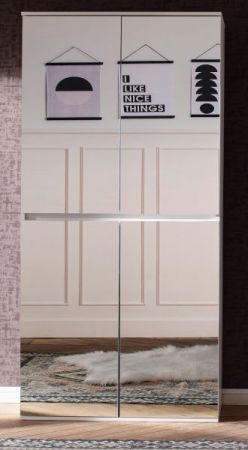 Garderobenschrank mit Spiegel Reflect in wei� mit Spiegelt�ren - Schuhschrank 74 x 191 cm