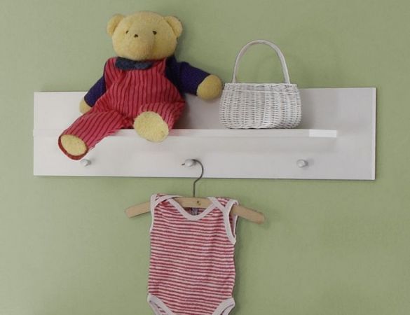 Babyzimmer Wandregal Olivia und Wilson in wei� 75 x 20 cm