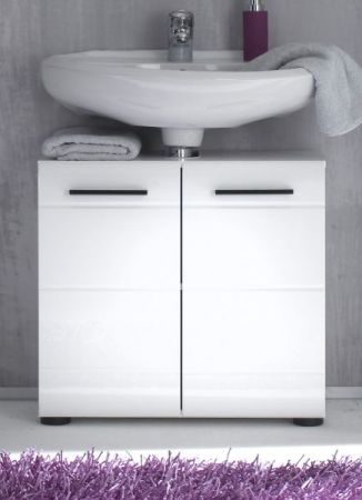 Badezimmer Waschbeckenunterschrank Clarito in wei� Hochglanz Badschrank 60 x 56 cm