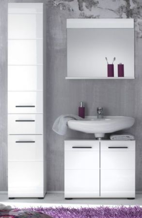 Badezimmer Waschbeckenunterschrank Clarito in wei� Hochglanz Badschrank 60 x 56 cm