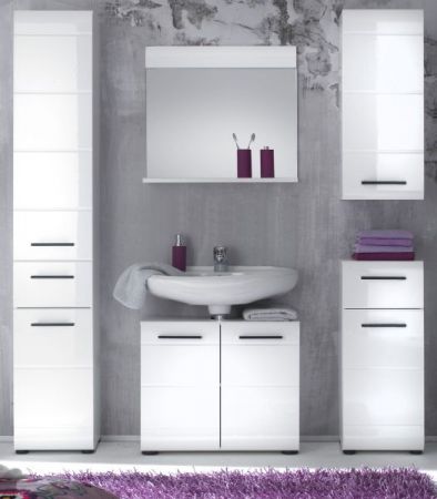 Badezimmer Hochschrank Clarito in wei� Hochglanz 30 x 182 cm