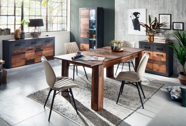 Esstisch Foundry in Used Wood Altholz Design, ausziehbar 160 - 200 cm