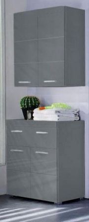 Bad H�ngeschrank Adamo in grau Hochglanz Badschrank 73 x 77 cm