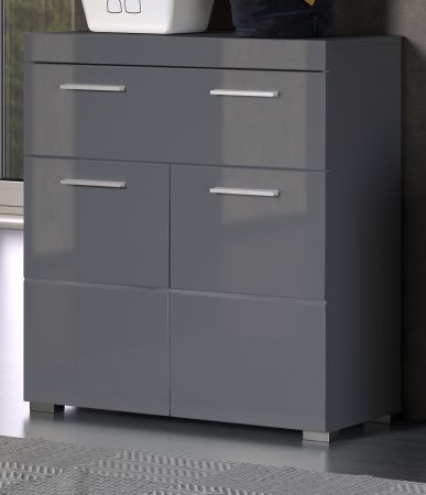 Badezimmer Kommode Adamo in grau Hochglanz Badschrank 73 x 79 cm