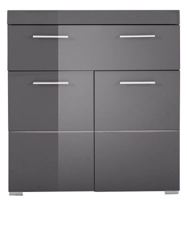 Badezimmer Kommode Adamo in grau Hochglanz Badschrank 73 x 79 cm